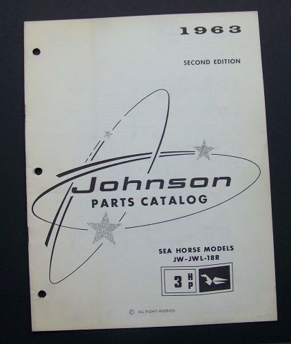 1963 johnson motors parts catalog #379267 sea horse models jw - jwl - 18r