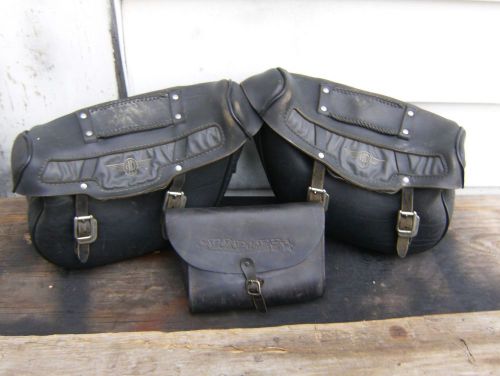 Harley saddlebags tool pouch shovelhead panhead sportster leather black any lot