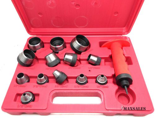 14-pc hollow punch set tool leather gasket hole cutter rubber plastic fiber