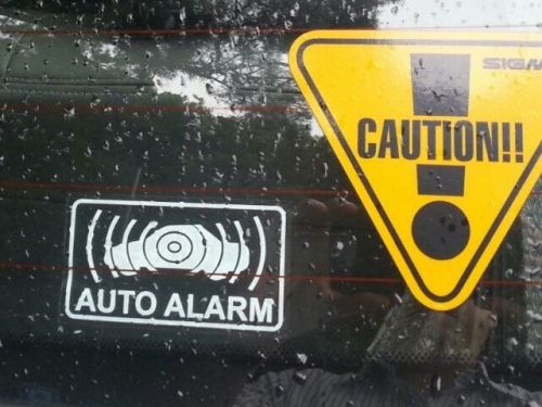 2 x vehicle security alarm device stickers -car uv window sticker
