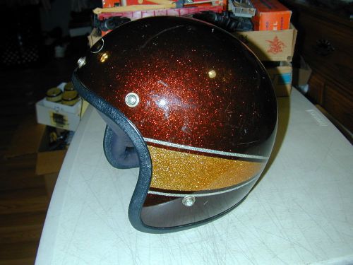 Vintage krw model 2500 motorcycle snowmobile helmet metalflake burgundy gold
