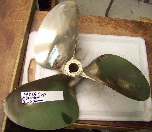 Used shiny brass johnson inboard  propeller 14 x 18 cup left hand