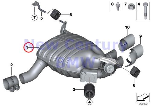 Bmw genuine exhaust system rear rear muffler with exhaust flap e82 e88