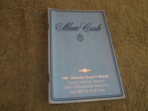 Nos 1981 monte carlo gm factory original owners manual  never used