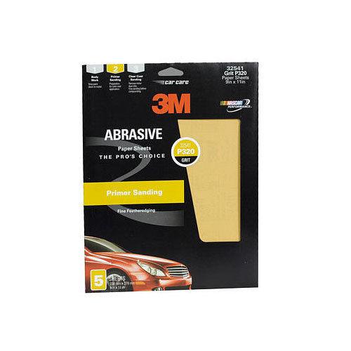 3m 320 grit gold abrasive sandpaper 9" x 11" dry sanding sheets 5 in a box 32541