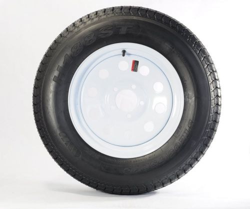 14 white mod trailer wheel with bias st20575d14 tire mounted (5x4.5) bolt circle