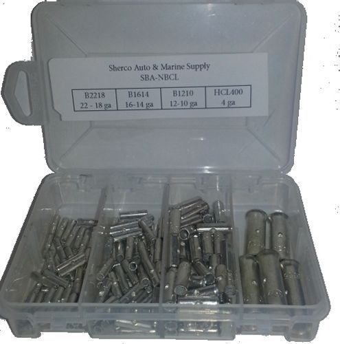 Usa made non-insulated tinned copper butt connector assortment, 155 pcs
