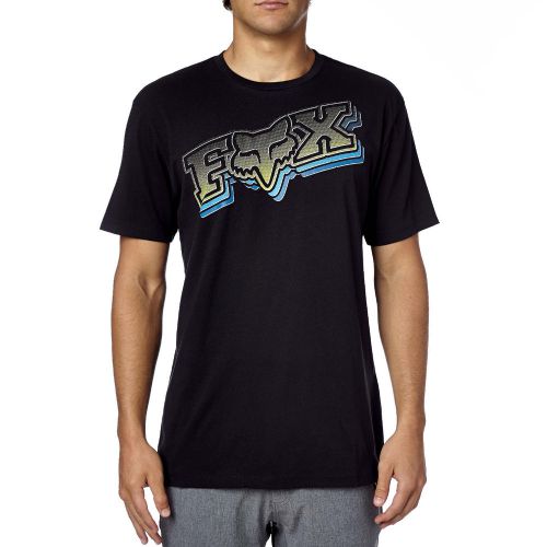 Fox racing mens black/yellow/blue dissolved premium t-shirt tee shirt