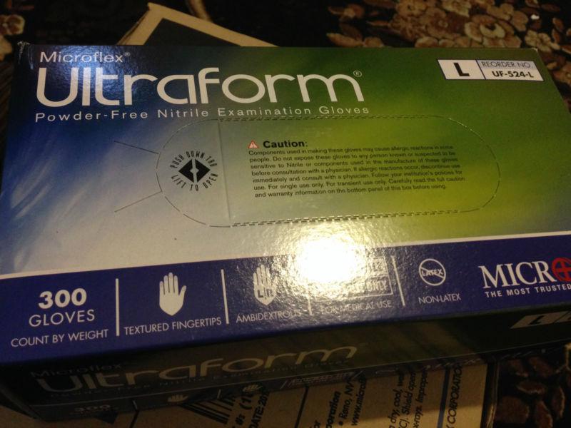 Micro flex ultraform large nitrile gloves box 300 gloves