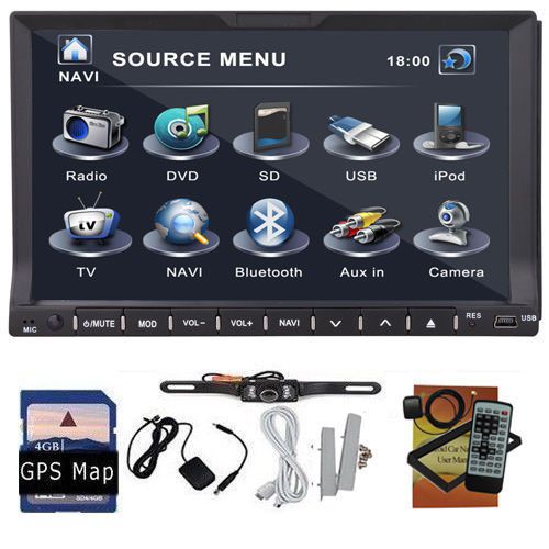 Double 2din in dash gps navi car dvd player stereo radio bluetooth ipod bt w/map