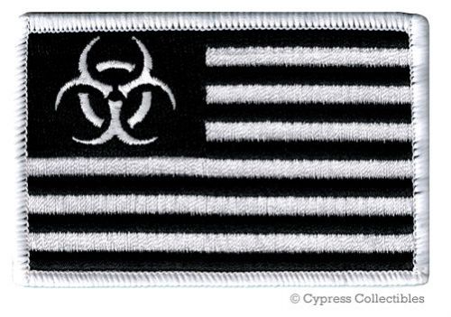 Biohazard american flag biker patch embroidered black nuclear symbol iron-on new