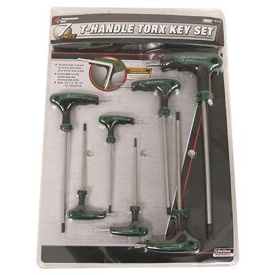 Performance tool t-handle torx key steel plastic handle set of 7