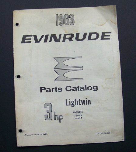 1963 evinrude motors parts catalog #278442 lightwin models 3302s 3303s 3hp