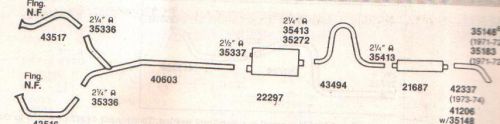 1971-1974 cadillac eldorado exhaust system, aluminized without resonator