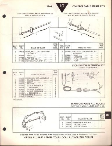 1964 evinrude outboard motor accessories parts manual  (read)   (451)