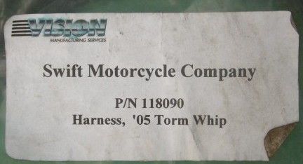 Swift motorcycle co. wire harness p/n 118090 &#039;05 torm whip  new
