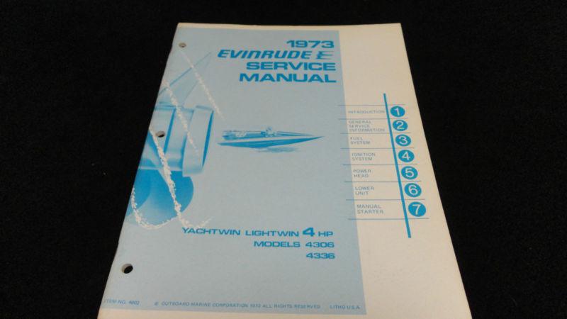 1973 service manual yachtwin/lightwin 4hp #4902 evinrude outboard boat motor 