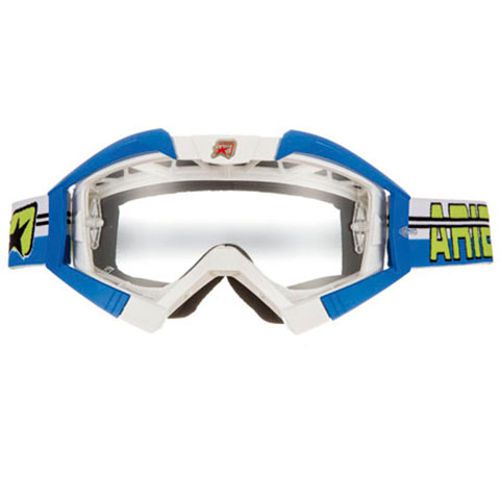 Ariete riding crows goggles top collection (white / blue) mx dirt bike atv