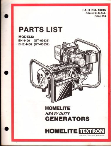 Homelite jacobsen generator eh 4400 &amp; ehe 4400 parts manual p/n 18016   (222)