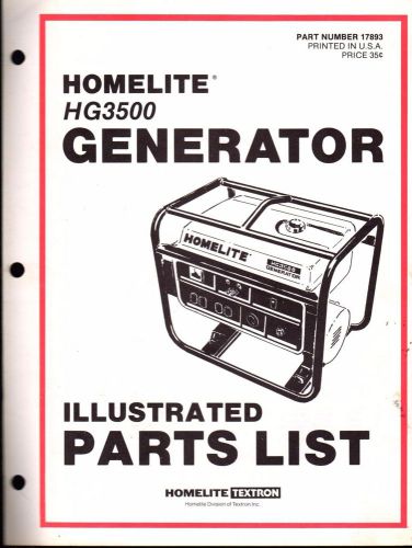 Homelite jacobsen generator hg3500 parts manual p/n 17893   (223)