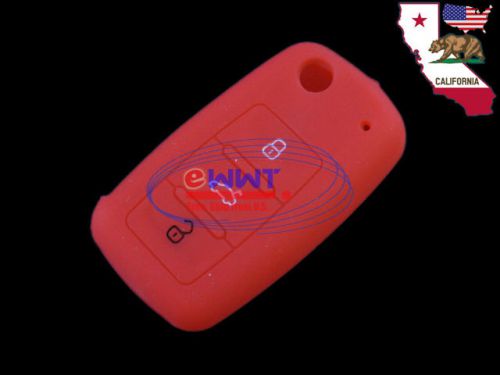 Us stock red silicone soft cover case for vw 3-button remote folding key zxve039