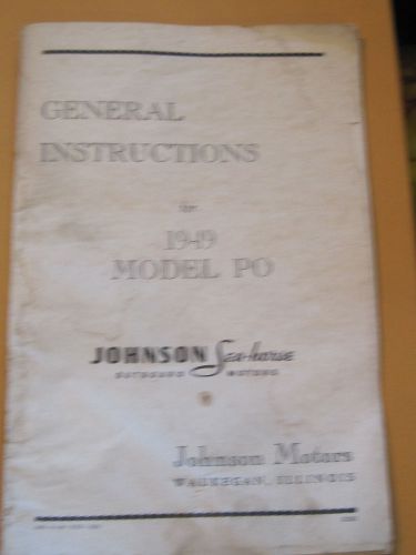 1949 johnson   model po outboard motor part manual