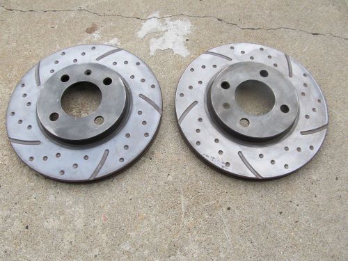 Slotted dimpled front disc brake rotors vw passat 90-94 256mm (10.1&#034;) 4 bolt