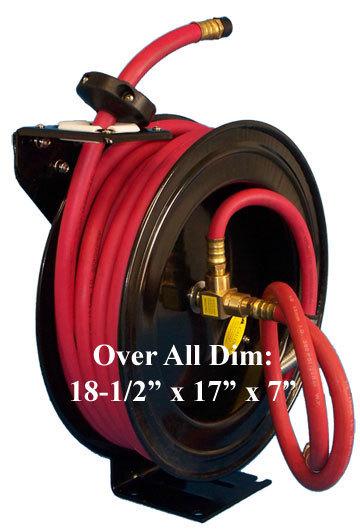 1/2" x 50' retractable air hose rubber reel wall truck mount 300 psi 