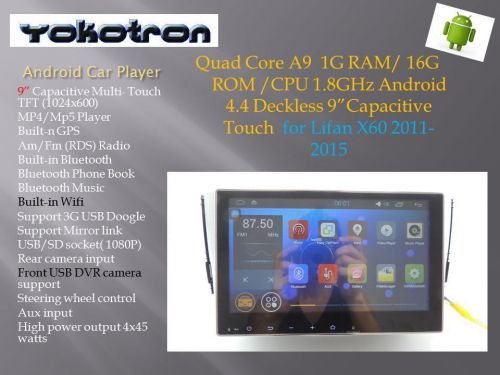 &#034;yokotron&#034; 9&#034; android 4 car radio autoradio for lifan x60 2011 20122013 2014 gps