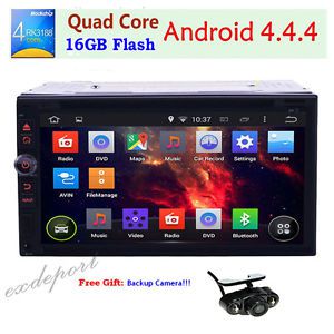 7&#034; quad core android 4.4 car stereo video player sat gps navi radio 2 din 1080p