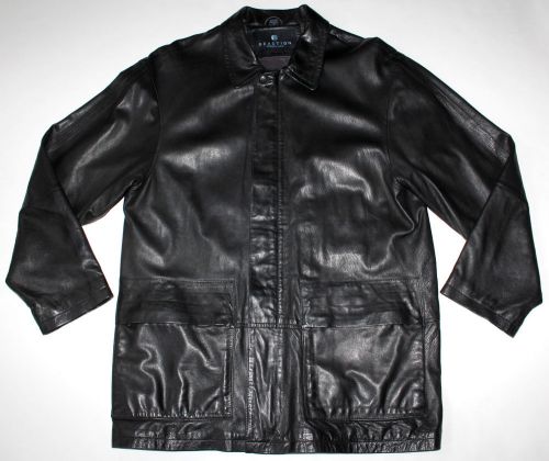 Kenneth cole reaction men&#039;s black lamb leather zip front jacket size m euc nice