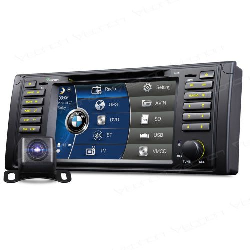 Rear camera cd car dvd gps player for bmw 5 series e39 7&#034; lcd a usa map usb/swc