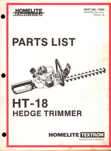 Homelite jacobsen hedge trimmer model ht-18 parts manual p/n 17883  (211)