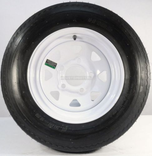 Trailer tire + rim 5.30-12 530-12 5.30 x 12 12 5 lug hole wheel white spoke
