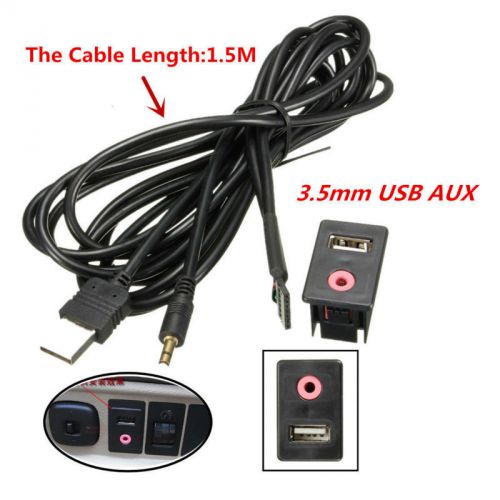Car suv dash audio 3.5mm usb aux headphone male mounting adapter panel input kit