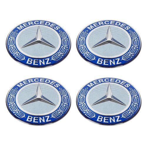 (set of 4)blue classic logo wheel center hub cap sticker 65mm for mercedes-benz