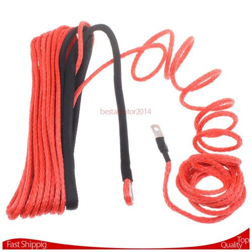 1/4&#034; x 50&#039; red synthetic fiber winch line cable rope 7200 lbs suv atv utv