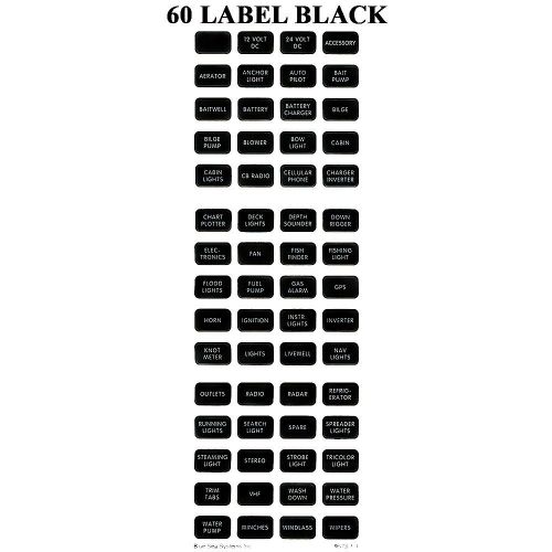 Blue sea system #8214 - black small format label kit - 60 labels