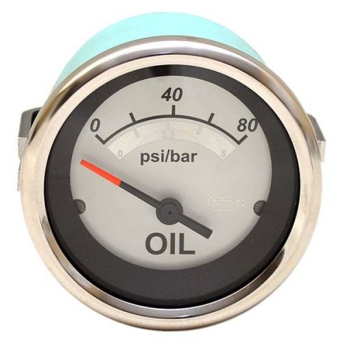 Veethree 69674f silver white marine boat oil pressure psi / bar gauge (single)
