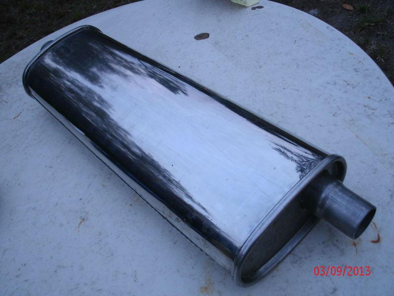 1955-64 chevy bel air polished ss 23" muffler 150 210 nomad townsman new
