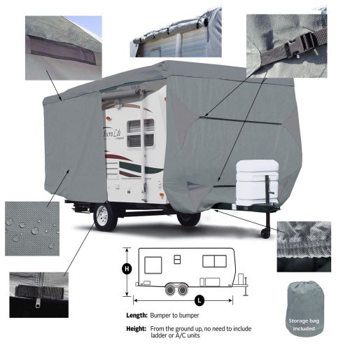 Deluxe camper trailer traveler rv cover fits 17&#039; - 18&#039;l w/ zipper door access