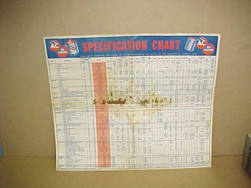 Vtg 1953 ac oil filter garage service station wall chart interchange