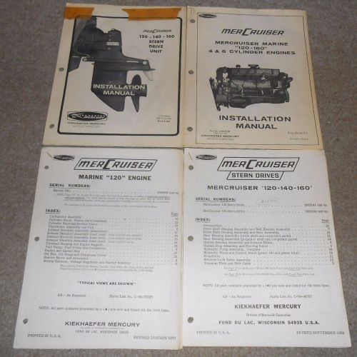 1968/69/70 mercruiser installation manuals &amp; parts list 120-140-160 gas engines