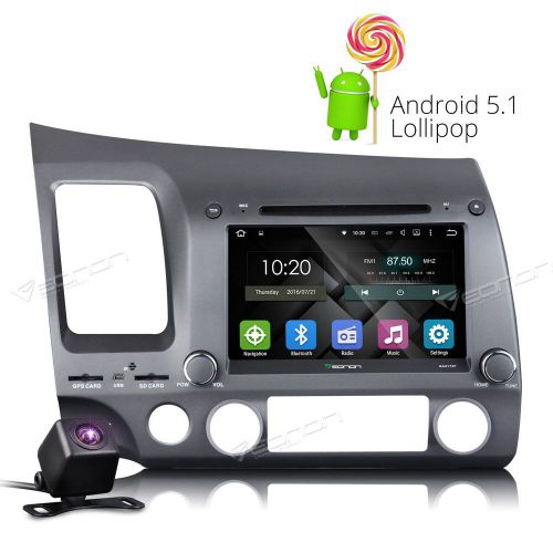 Hd large screen 8&#034; android 5.1 car dvd player stereo gps for honda civic a cam+