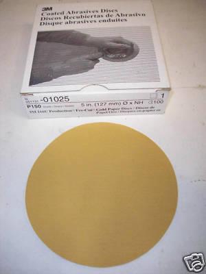 3m # 01025 - gold free cut - 5" discs - p150 grit-100 discs - new