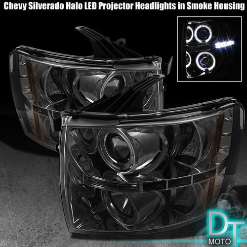 Smoke 07-13 silverado dual halo projector headlights +daytime led running lights