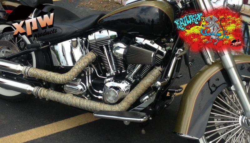 Rattlesnake 50' header/exhaust pipe snake skin rat wrap harley/motorcycle/black