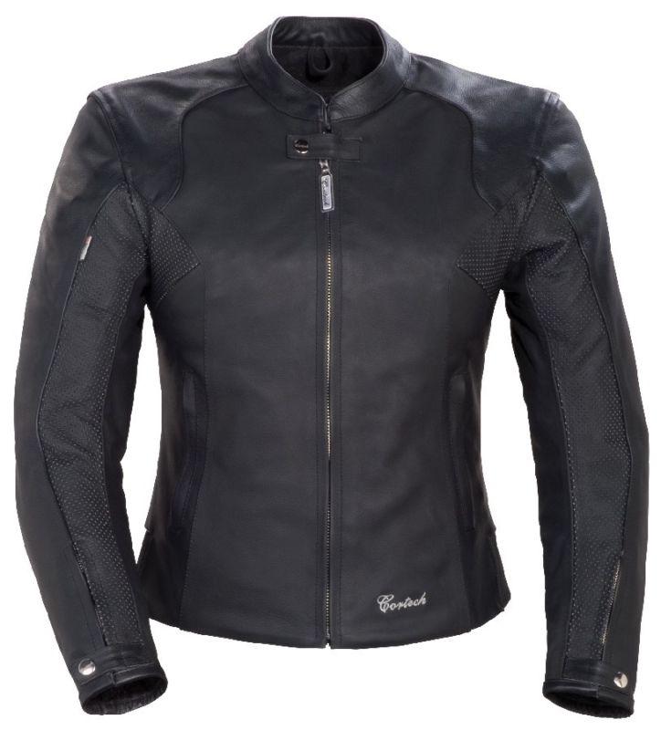 Cortech lnx womens flat black medium leather motorcycle jacket med md m 10