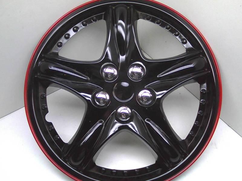 14" black & red wheel covers hub caps abs - only 1 for replacement
