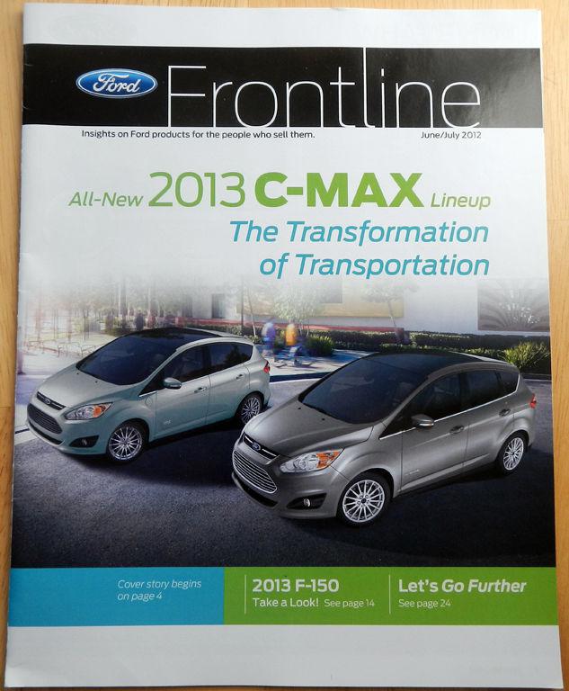 Ford frontline june/july 2012 magazine brochure ft 2013 c-max,2013 f150 mustang